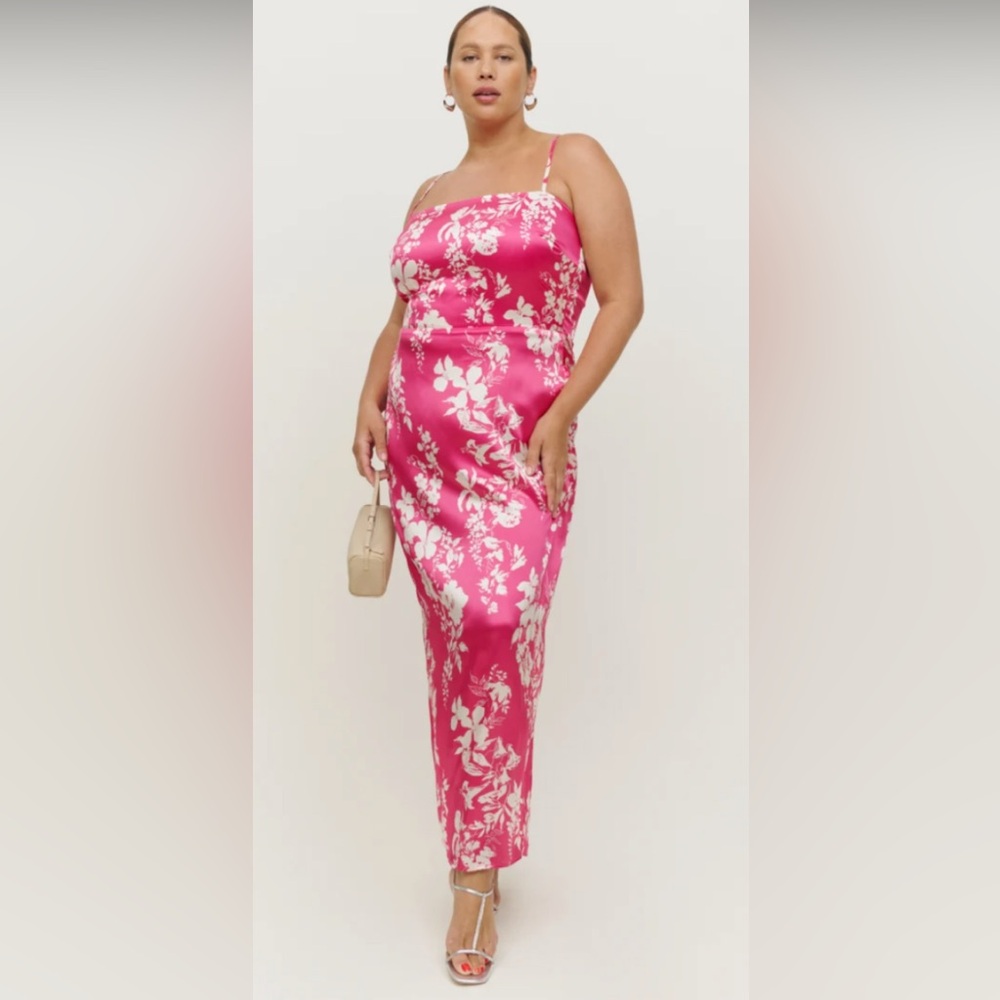 Reformation Frankie Silk Dress ES- Pink Floral